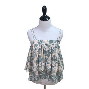 Prose & Poetry Women's S Small Crop Top Spaghetti Straps Tiered Adjustable